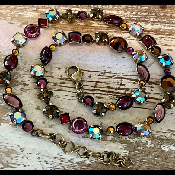 VTG Sorrelli Purple, Orange & Aurora Borealis Crystal Classic Line Necklace - Picture 11 of 16